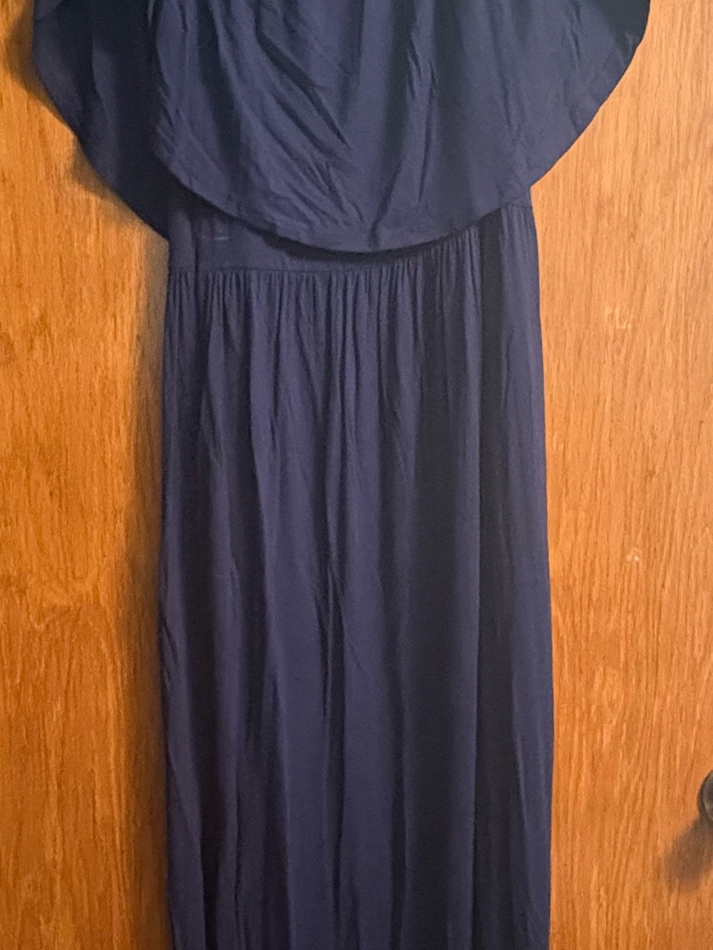 Navy Off-Shoulder Maxi Dress with Soft Drape